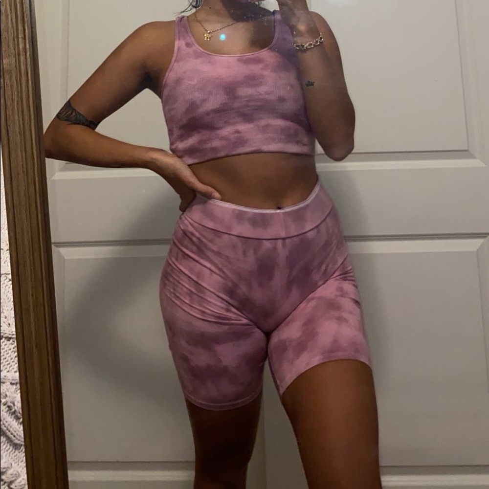 Tie dye biker short set